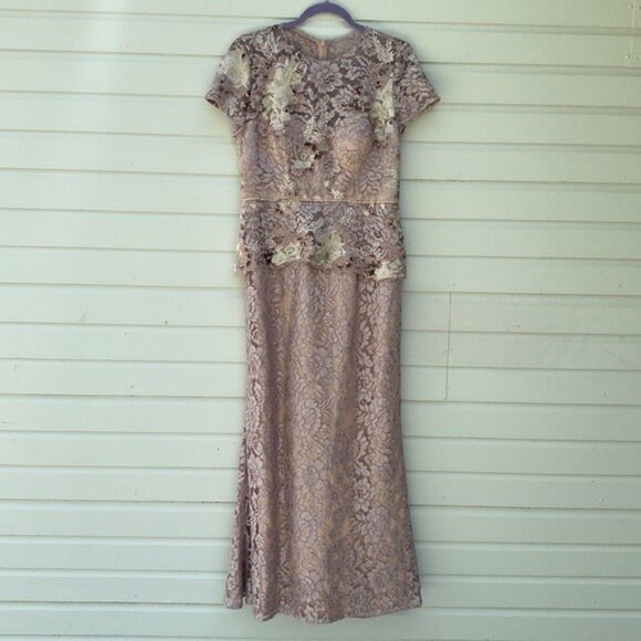 JS Collections Peplin Embroidered Lace Gown - Picture 10 of 13